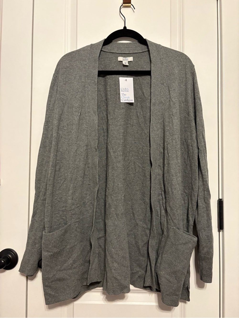 croft & barrow Gray Open-Front Pocket Cardigan